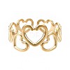 304 Stainless Steel Heart Open Cuff Ring RJEW-T023-57G-1