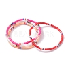 4Pcs 4 Color Handmade Polymer Clay Heishi Beads Stretch Anklets Set for Women AJEW-AN00467-1