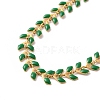 Enamel Ear of Wheat Link Chains Bracelet BJEW-P271-02G-07-2