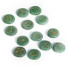 13Pcs 13 Styles Flat Round Natural Green Aventurine Rune Stones PW-WG15937-03-1