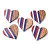Independence Day Opaque Striped Resin & Walnut Wood Pendants RESI-U010-02T-1