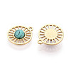 Synthetic Turquoise Flat Round Charms STAS-N123-03G-02-2