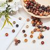 100Pcs 10 Colors Natural African Padauk Wood Beads Strands WOOD-FH0001-71-3