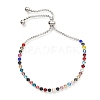 Adjustable 304 Stainless Steel Rhinestone Strass Chains Slider Bracelets BJEW-B008-01E-1