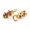 Brass Cubic Zirconia Charms KK-A156-14G-RS-4