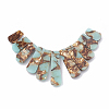 Assembled Bronzite and Synthetic Aqua Terra Jasper Beads Strands X-G-S326-005-2