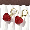 Heart Brass Rhinestone Leverback Earrings EJEW-K289-10G-2
