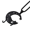 201 Stainless Steel Hollow Moon Cat Shaped Pendant Box Chain Necklaces NJEW-M010-06-1