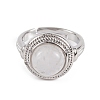 Natural Quartz Crystal Round Adjustable Rings RJEW-K271-04P-07-3