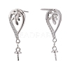Rhodium Plated 925 Sterling Silver Stud Earring Findings STER-L057-070P-2