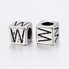 304 Stainless Steel Large Hole Letter European Beads LS-STAS-H428-01AS-W-2