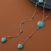 Flat Round & Heart Synthetic Turquoise Pendant Necklaces WG1D5C1-01-3