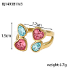 304 Stainless Steel Pave Cubic Zirconia Cuff Bangles for Women STAS-OY012-37G-4