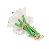 4Pcs 4 Colors Handmade Glass Beaded Flower with Bowknot Pendants PALLOY-MZ00753-5
