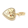 Brass Micro Pave Clear Cubic Zirconia European Dangle Charms KK-D502-14B-G-2