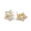 Long-Lasting Plated Brass Stud Earrings with Plastic Pearl for Women X-EJEW-A088-09G-2