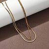 304 Stainless Steel Square Snake Chain Twisted Chain Double Layer Necklaces NJEW-S453-01G-B-2