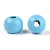 Spray Painted Round Natural Schima Wood Beads WOOD-A018-6mm-09-2