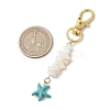Natural White Mother of Pearl Shell & Synthetic Turquoise Starfish Pendant Decorations HJEW-JM02986-3