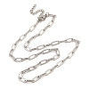 Non-Tarnish 304 Stainless Steel Paperclip Chain Necklace for Women NJEW-C011-03P-01-1