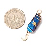 3Pcs 3 Styles Electroplated Natural Quartz Crystal Pointed Copper Wire Wrapped Pendants PALLOY-JF03766-03-2