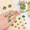 CHGCRAFT 12Pcs 3 Size Green Resin Clover Lapel Pin Brooch JEWB-CA0001-39-3