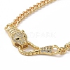 Cubic Zirconia Leopard Link Bracelet Brass Curb Chains for Women BJEW-G664-01G-05-2