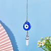 Teardrop with Evil Eye Glass Pendant Decorations HJEW-AB00018-4