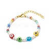 Lampwork Evil Eye & Glass Seed Beaded Necklace Bracelet SJEW-JS01247-7