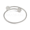 304 Stainless Steel & Polymer Clay Crystal Rhinestone Round Beads Open Cuff Bangles BJEW-M042-06P-3