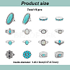 ANATTASOUL 16Pcs 16 Style Flower & Oval & Eagle & Teardrop & Feather Synthetic Turquoise Finger Rings Set RJEW-AN0001-06-7