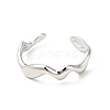 304 Stainless Steel Wave Open Cuff Ring for Women RJEW-C040-02P-2