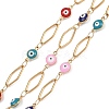 304 Stainless Steel Enamel Evil Eye & Rhombus Link Chains CHS-K021-13G-03-1
