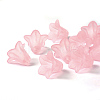 Pink Frosted Transparent Acrylic Flower Beads X-PLF018-02-6
