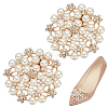 WADORN 1 Pair Flower ABS Imitation Pearl Detachable Alloy Shoe Buckle Clips DIY-WR0004-08A-1