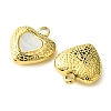 Ion Plating(IP) 304 Stainless Steel Pave Shell Heart Charms FIND-Z028-15G-2