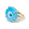 Lampwork Evil Eye Open Cuff Ring RJEW-C051-01G-03-2