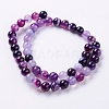 Round Dyed Natural Striped Agate/Banded Agate Beads Strands X-G-G582-8mm-05-2