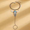 Alloy and Synthetic Turquoise Ring Bracelets for Women FS-WG192DC-02-3