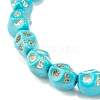 Synthetic Turquoise(Dyed) Skull Stretch Bracelet BJEW-JB08068-01-4