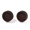 Dyed Wood Flat Round Stud Earrings with 304 Stainless Steel Pin for Women EJEW-TAC0021-13-2