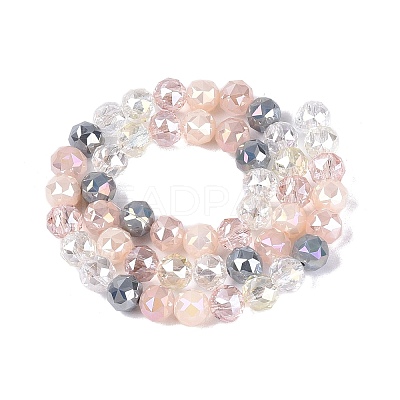 Electroplate Imitation Jade & Opaque & Transparent Glass Beads Strands EGLA-Q135-8MM-A16-1