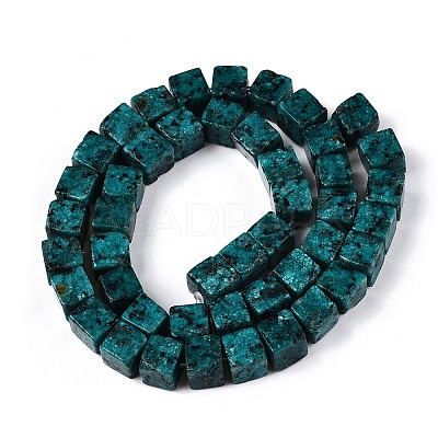 Dyed Natural Sesame Jasper/Kiwi Jasper Beads Strands G-T139-8x8-42C-1