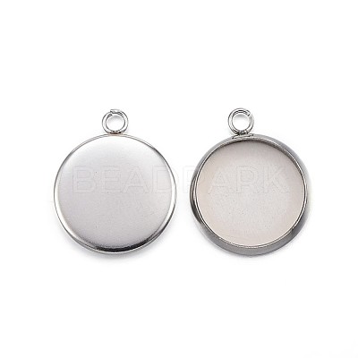 Tarnish Resistant 304 Stainless Steel Pendant Cabochon Settings X-STAS-G127-13-12mm-P-1