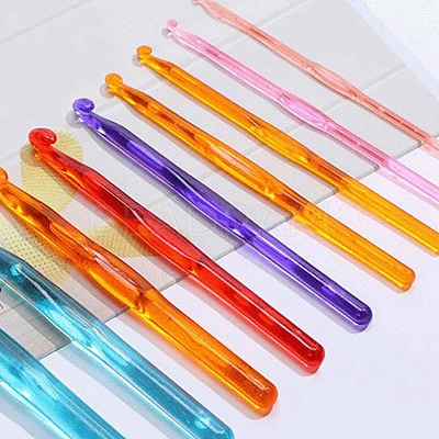 Transparent Plastic Crochet Hooks Needles SENE-PW0003-096-1