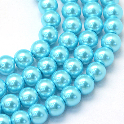 Baking Paint Pearlized Glass Pearl Round Bead Strands X-HY-Q003-6mm-48-1