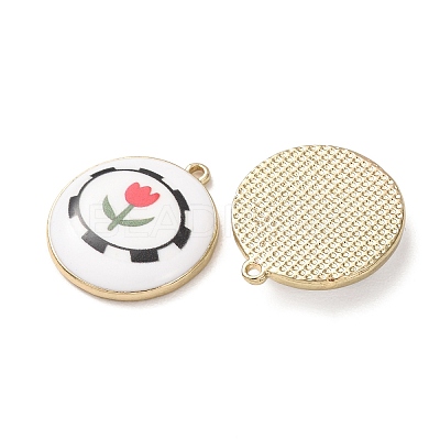Plating Eco-Friendly Printed Alloy Pendants AL-CBAE25B-01F-G-1