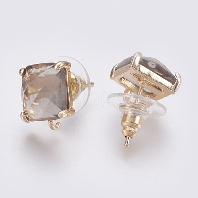 Faceted Glass Stud Earring Findings GLAA-F084-C12-1