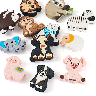 Cartoon Animals Silicone Beads SIL-TA0002-70-1