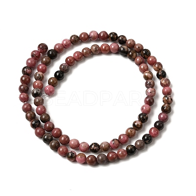 Natural Rhodonite Beads Strands G-G717-4mm-1